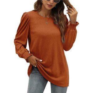 Women’s Long Sleeve Ruffle Puff Sleeve Tunic Top
